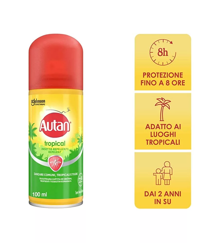 Spray secco antizanzare autan "tropical", 100 ml